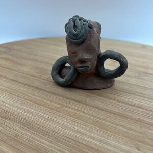 Vintage Signed Clay Sculpture By Coral Paul Of An African Female 1948‎